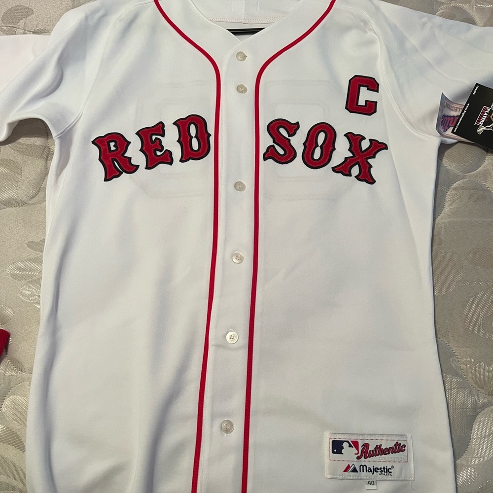 Majestic Authentic Boston Red Sox Jason Varitek Captains Jersey